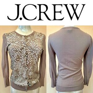 J.Crew Gray Cardigan with Silver Sequin Front, Size XS